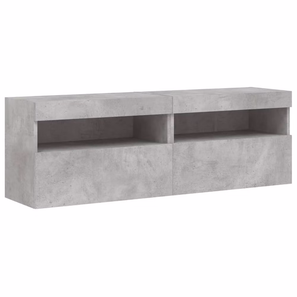 Berkfield Home Set of 2 Modern Wall Mounted TV Cabinets with Integrated LED Lights in Concrete Grey, W: 60 cm, D: 40 cm, H: 40 cm – 3