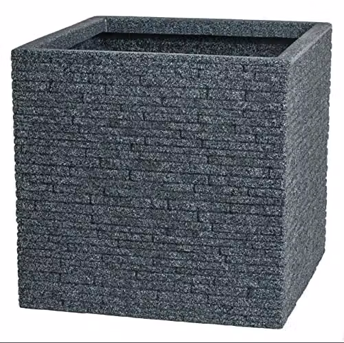 Strata Large Square Slate Effect Planter in Grey, W/D/H: 38 x 38 x 38 cm – 1