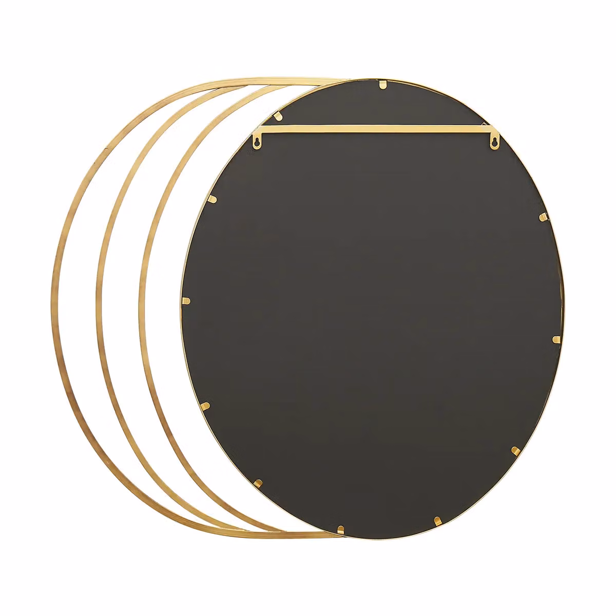 Charles Bentley Prague Round Art Deco Wall Mount Mirror in Gold Metal – 4