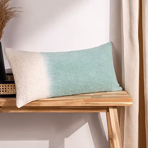 Furn Mizu Green Dip Dye Rectangular Cotton Cushion, W: 65 cm, H: 30 cm, D: 30 cm – 4