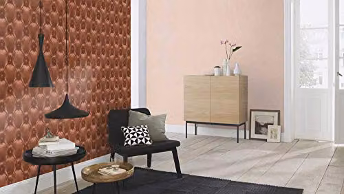 Rasch Becker Leather Diamond Pattern Metallic Padded Faux Effect Wallpaper in Brown – 3