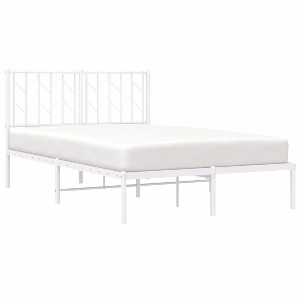 Berkfield Home Metal Bed Frame with Headboard in White, W/D/H: 120 x 190 x 90 cm – 3