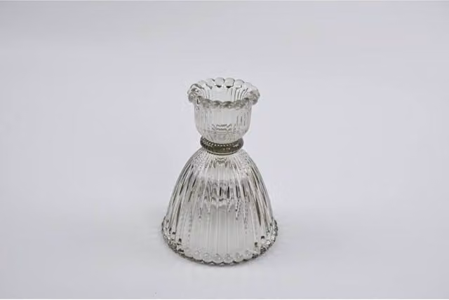 KDMD Smokey Brown Transparent Glass Taper Candle Holder
