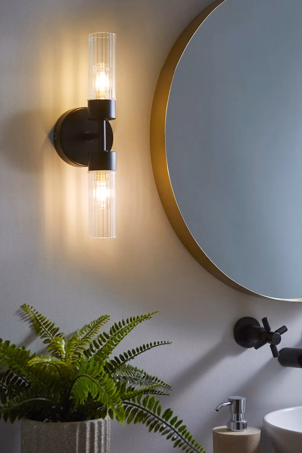 BHS Lighting Kier Black Modern Up and Down Bathroom Wall Light with Glass and Metal Finish – 2