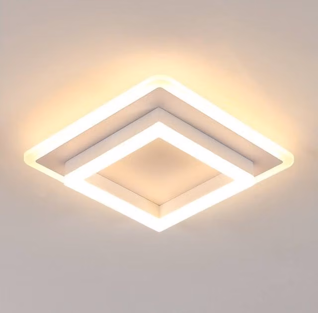 Pheashine White Square Acrylic LED Ceiling Light, 30W, 3000K Warm White, 30cm