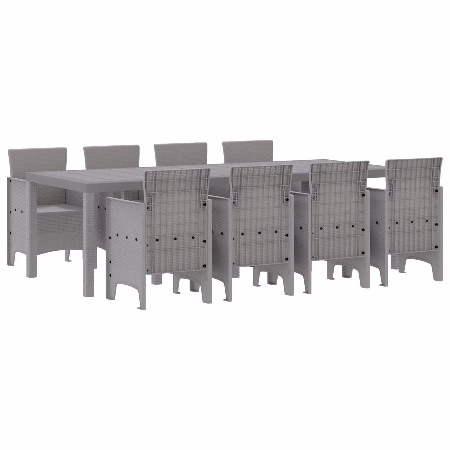 Berkfield Home 9 Piece Garden Dining Set in White Poly Rattan and Grey – 2