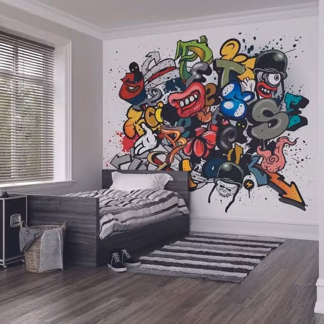 Origin Murals Abstract Organic Wall Mural in Multicolour and Yellow