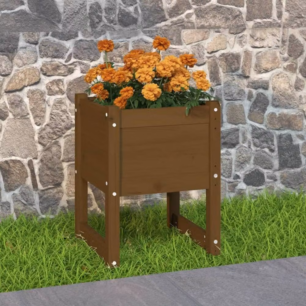 Berkfield Home Brown Solid Wood Pine Planter Tub W/D/H: 40 x 40 x 52.5 cm – 2