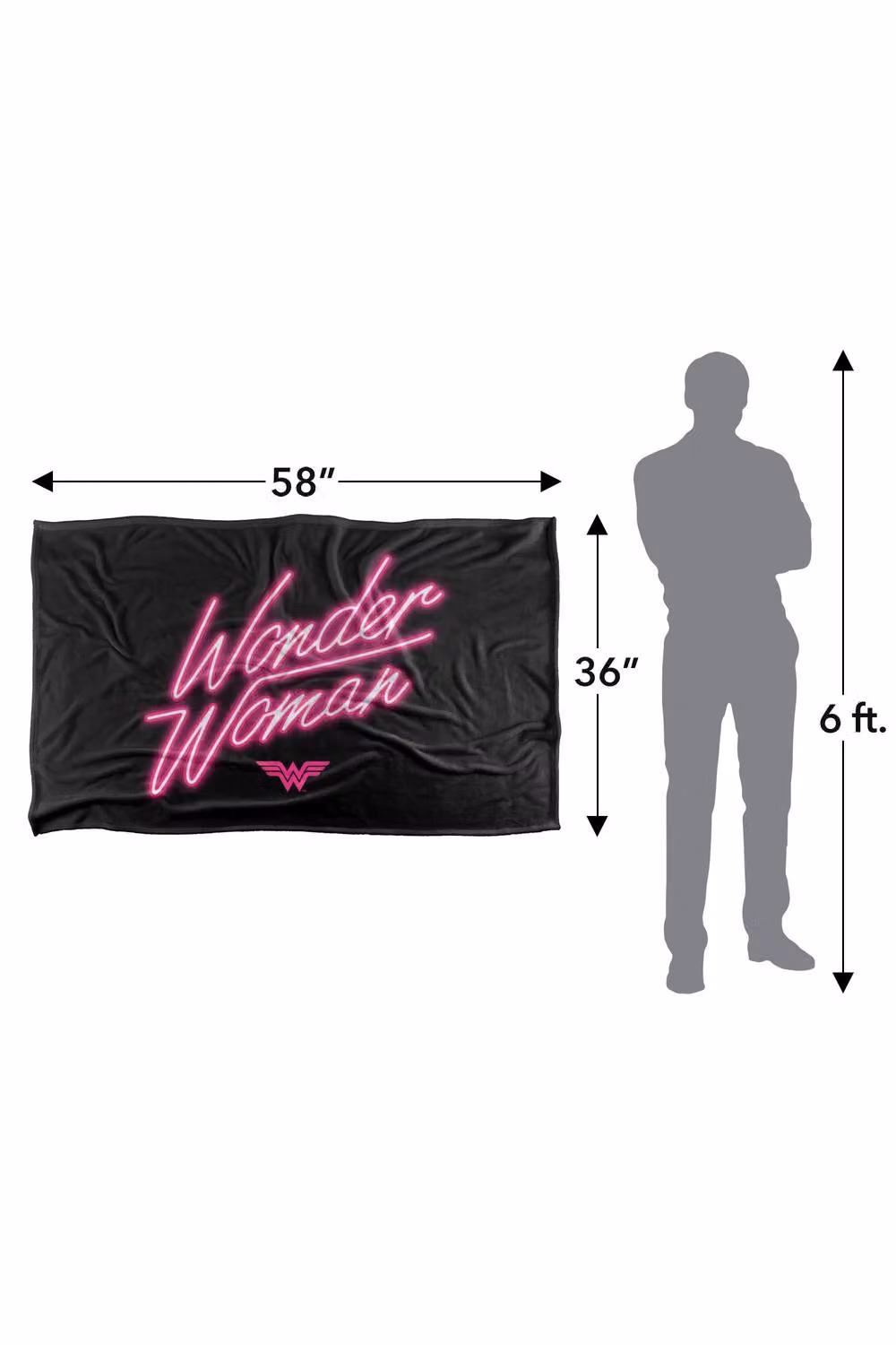 LOGOVISION Wonder Woman Neon Logo Super Soft Silky Touch Fleece Throw Blanket for Kids, Multicolour, W: 127.0 cm x D: 152.4 cm x H: 152.4 cm – 8