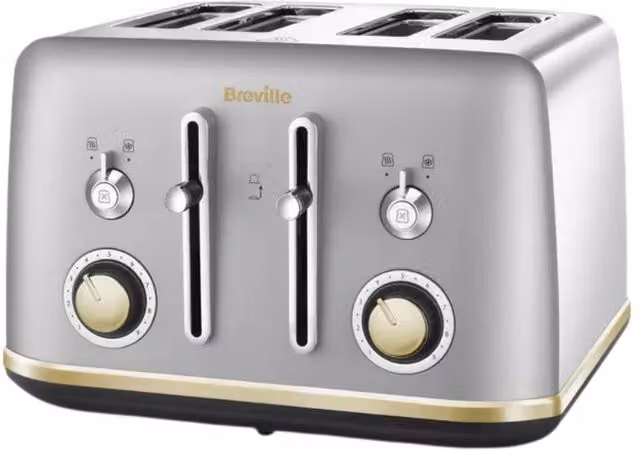 Breville Mostra VTT92901 4-Slice Stainless Steel Toaster in Silver and Gold – 1
