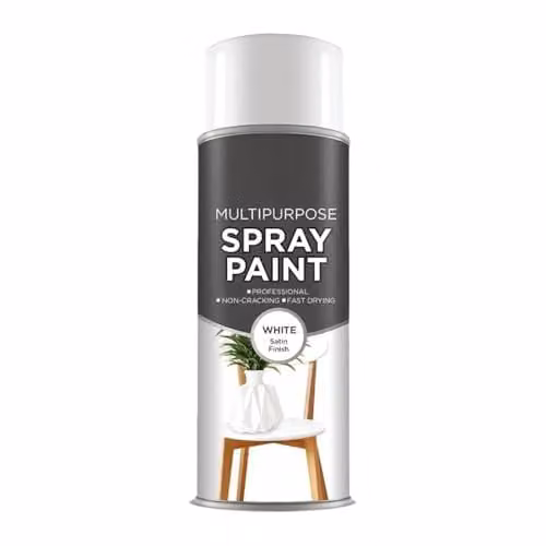 Inspired Essentials All Purpose Solvent Based Aerosol Spray Paint in White Satin, 400ml