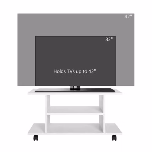 HOMCOM Modern White Wood TV Cabinet Stand with Storage Shelves and Castors, W/D/H: 80 x 40 x 40 cm – 6