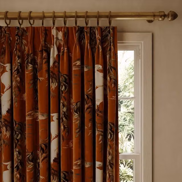 House of Hackney ZEUS Velvet Fabric Panel Curtain in Brown and Orange