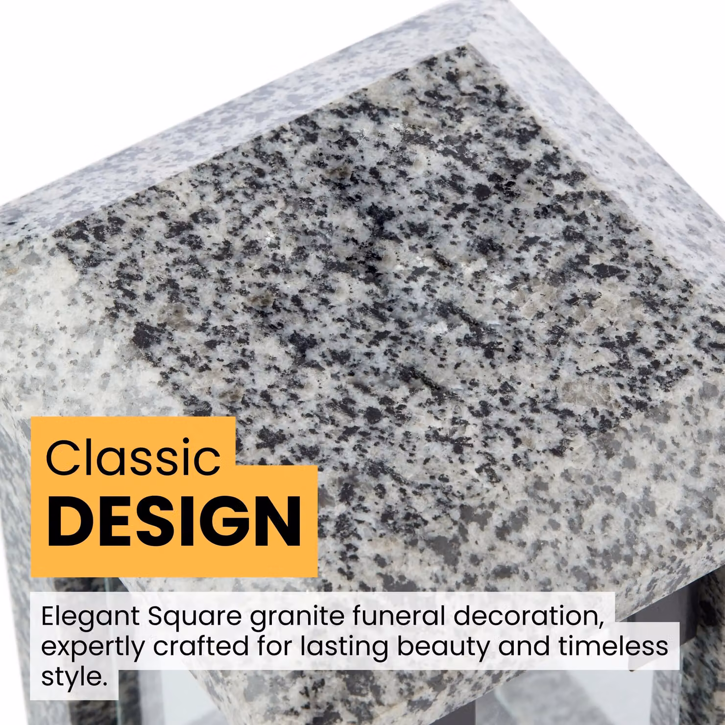 Novecrafto Large Polished Grey Granite Memorial Candle Lantern, H 32 cm, W 15 cm, D 15 cm – 6