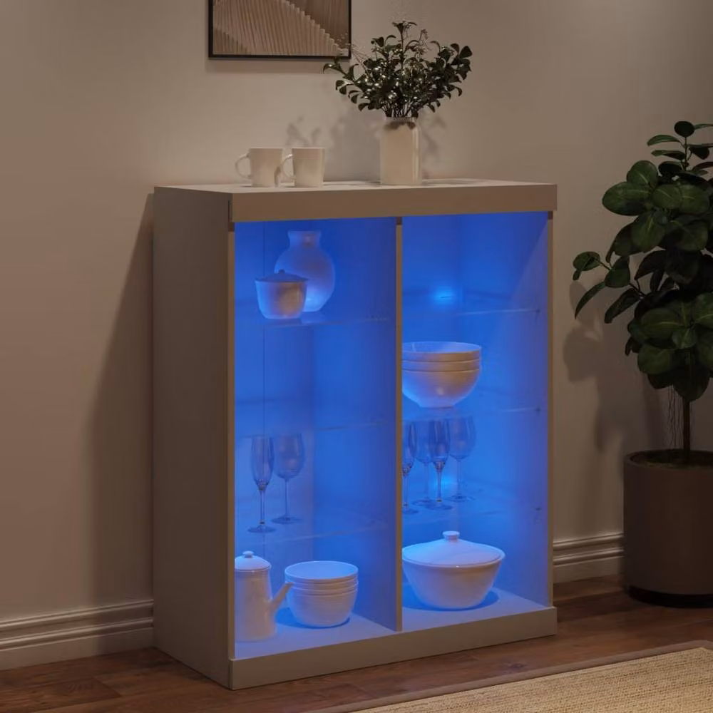 Berkfield Home Modern White Sideboard with Integrated LED Lights W/D/H: 81 x 37 x 100 cm – 2