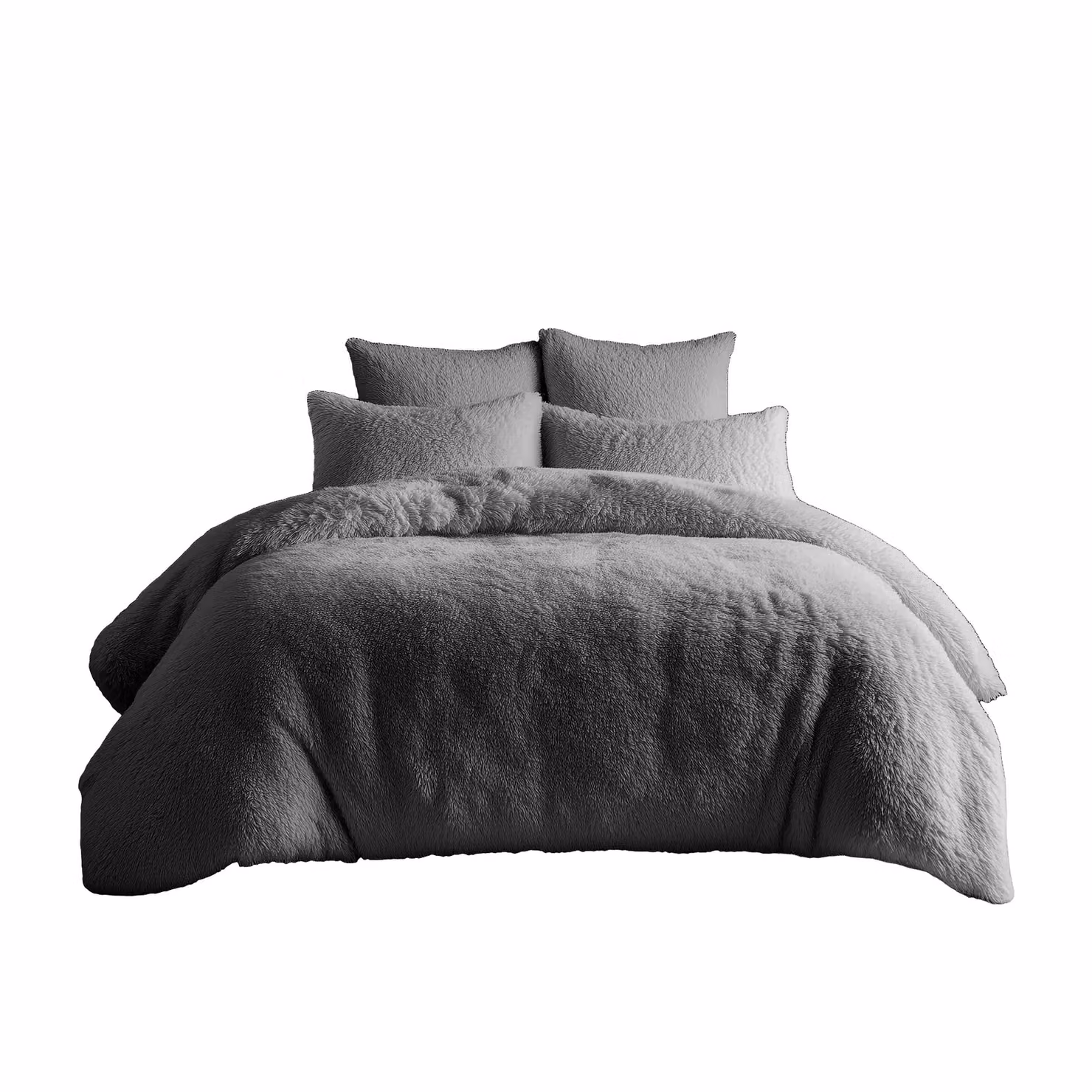 Home Sweet Home UK Teddy Bear Fleece Soft Cosy Duvet Cover and Pillowcase Set in Silver Grey, W/D/H: 200 x 200 cm and 50 x 75 cm – 2