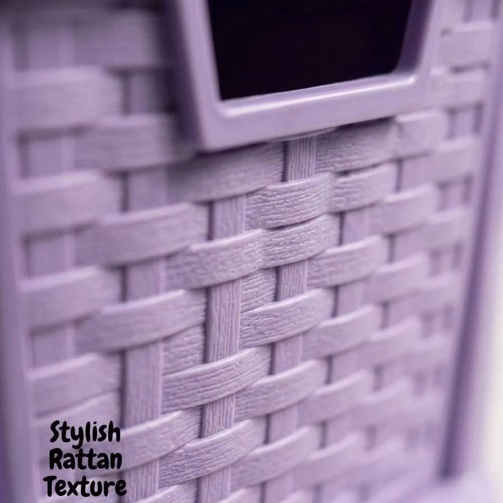 FLAVORA 3 Tier Medium Plastic Rattan Storage Drawer in Purple, W: 50 cm – 3