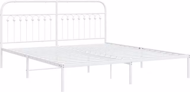 Berkfield Home Metal Bed Frame with Headboard, White, W/D/H: 183 x 100 x 187 cm