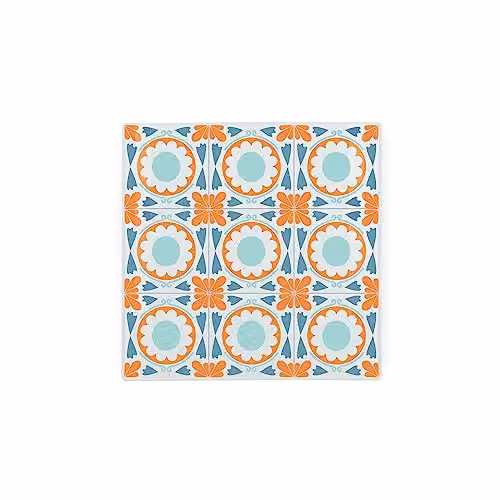 Purely Home Glass Mosaic Tile Hot Pot Stand in Orange and Blue, W/D: 20 x 20 cm
