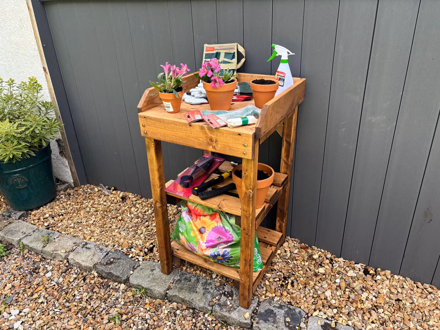Charles Taylor Deluxe Davenport Brown Rustic Wood Utility and BBQ Garden Table – 2