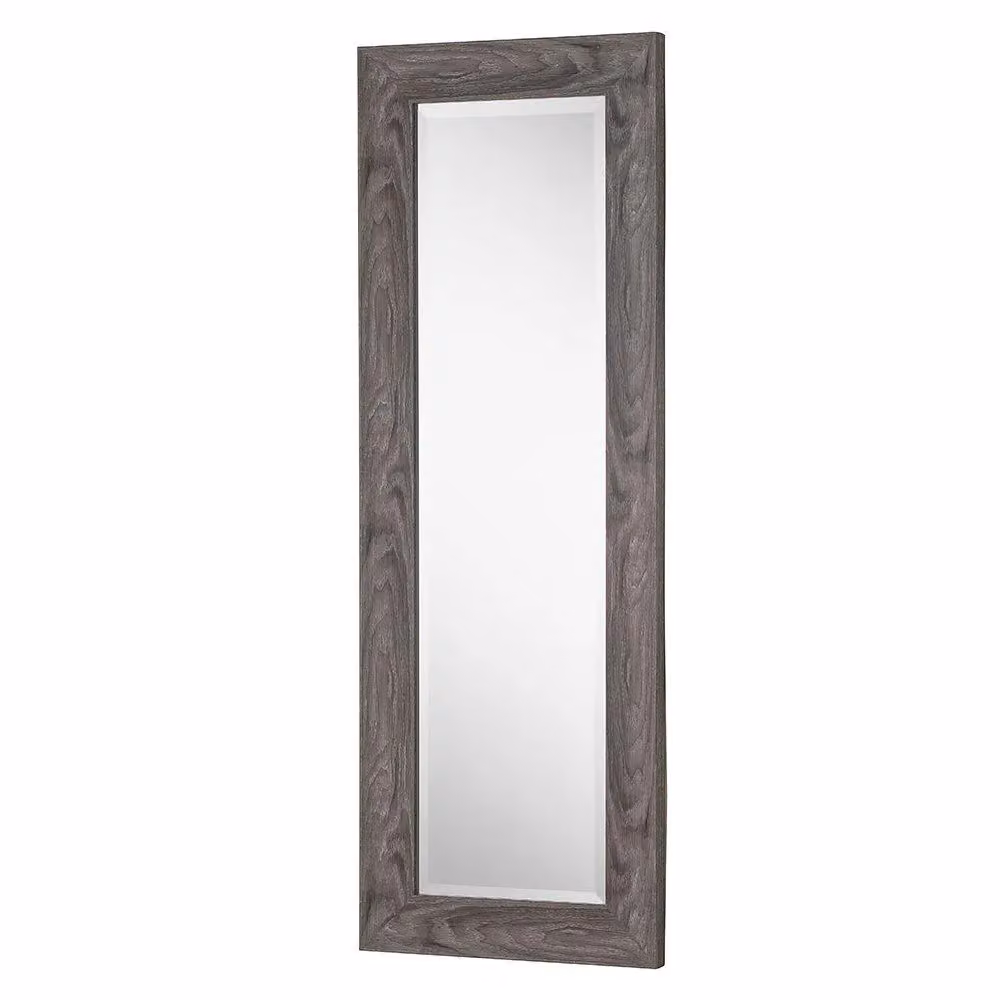 Yearn Mirrors Rustic Grey Wood Effect Scooped Framed Wall Mirror in Pale Green, H 129.5 x W 45.5 cm – 3