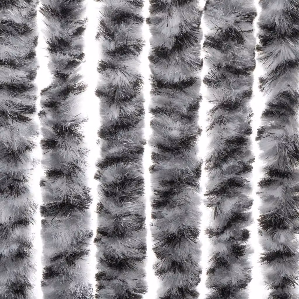 Berkfield Home Striped Chenille Fly Curtain in Grey, Black and White, W: 100 cm, H: 230 cm – 5