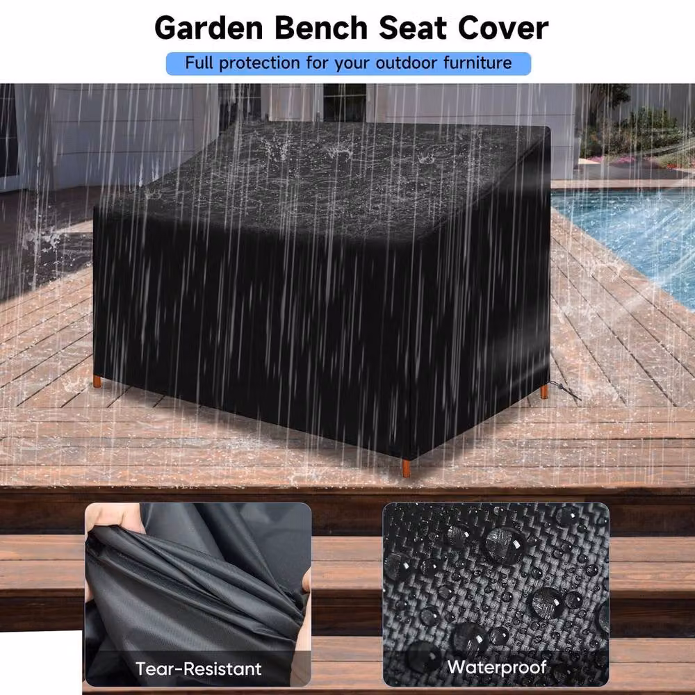 EONLION Waterproof 2 Seater Outdoor Bench Seat Cover in Black, Width: 100 cm – 5