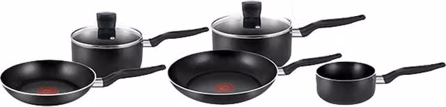 Tefal Delight 5 Piece Non-Stick Set with Lids, Black