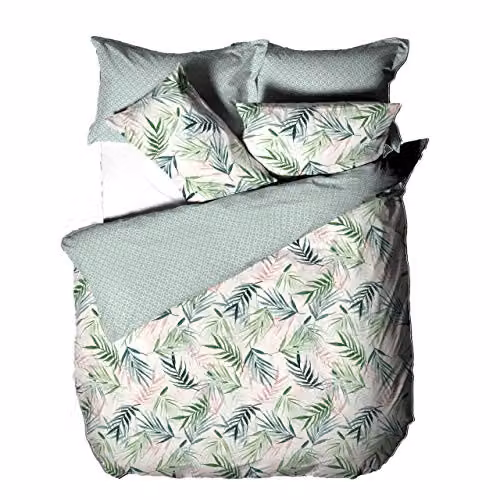 Riva Home Bali Palm Reversible Botanical Duvet Cover Set in Green and Pink, W/D/H: 200 x 200 cm with Pillowcases 50 x 75 cm – 3