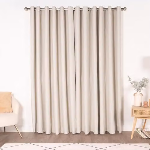 OHS Pair of Thermal Eyelet Blackout Curtains in Sand, W/D/H: 116 x 182 cm – 2