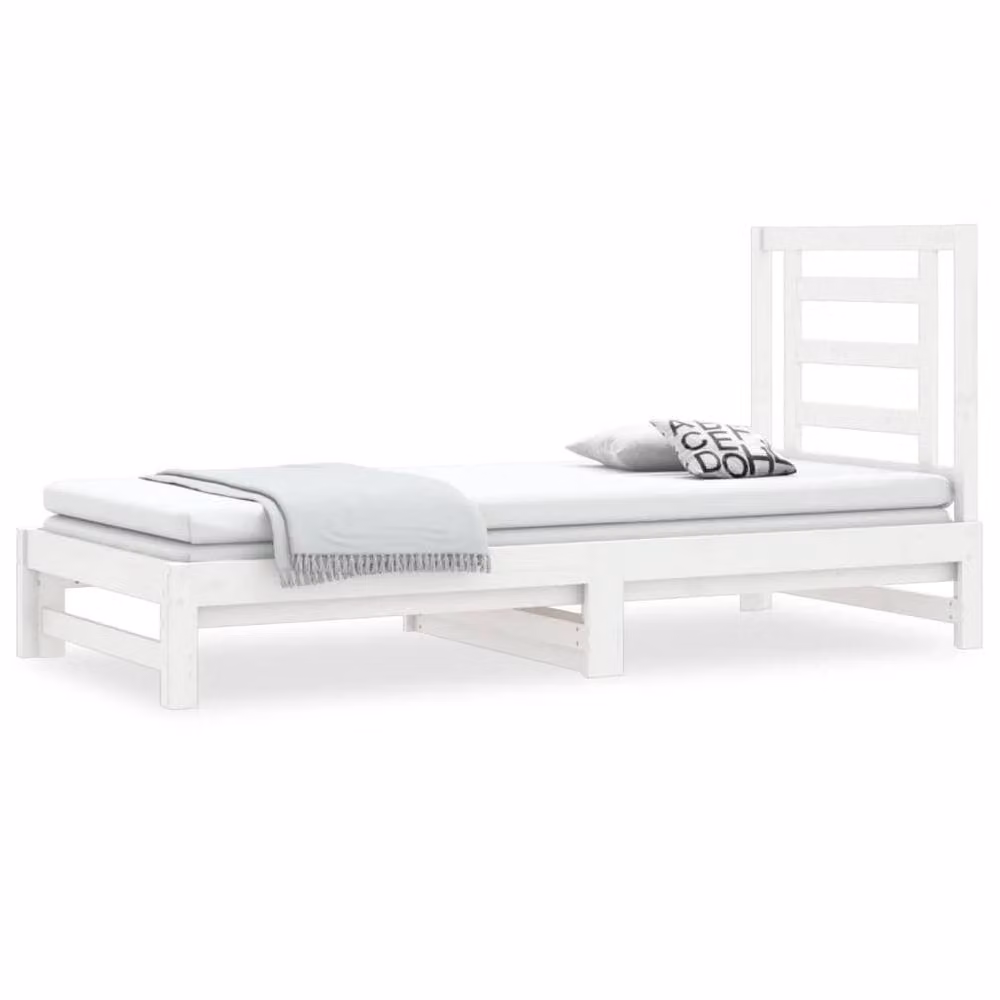 Berkfield Home White Lacquered Solid Pine Pull-out Day Bed, W/D/H: 180 x 190 x 90 cm – 2