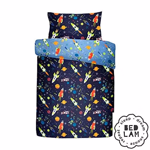 Bedlam Supersonic Glow In The Dark Stars Duvet Cover and Pillowcase Set, Blue, W/D/H: 150 x 120 x 70 cm – 3