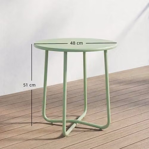 Outsunny Green Metal Round Garden Side Table – 3