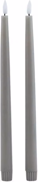 Hill Interiors Luxe Collection Grey Taper Electric Candles with Flicker Effect, Pack of 2