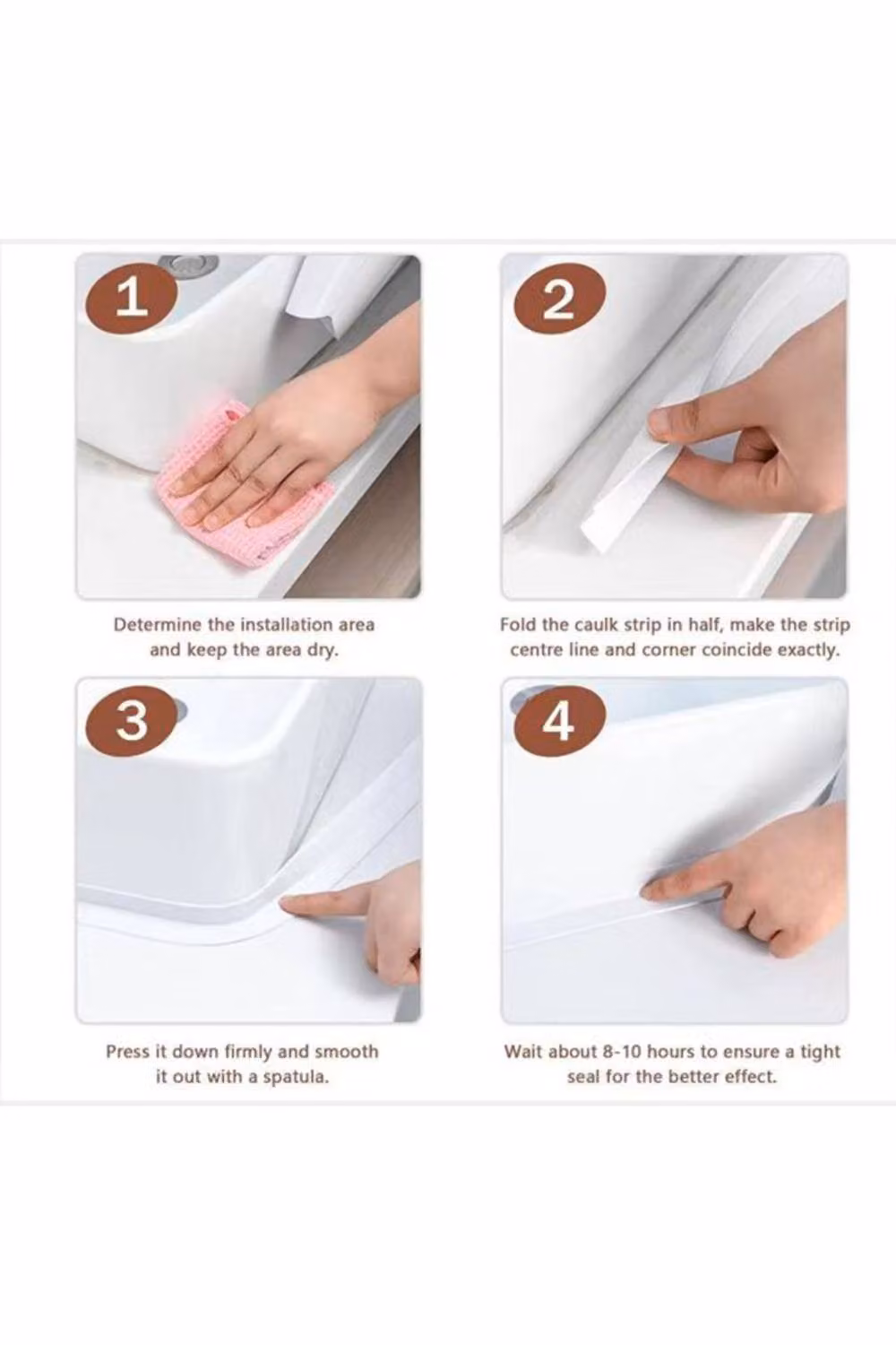 KDMD 3 Rolls Clear Waterproof Self Adhesive Double Sided Caulk Sealing Tape, W: 38 mm, L: 3.2 m per roll – 2