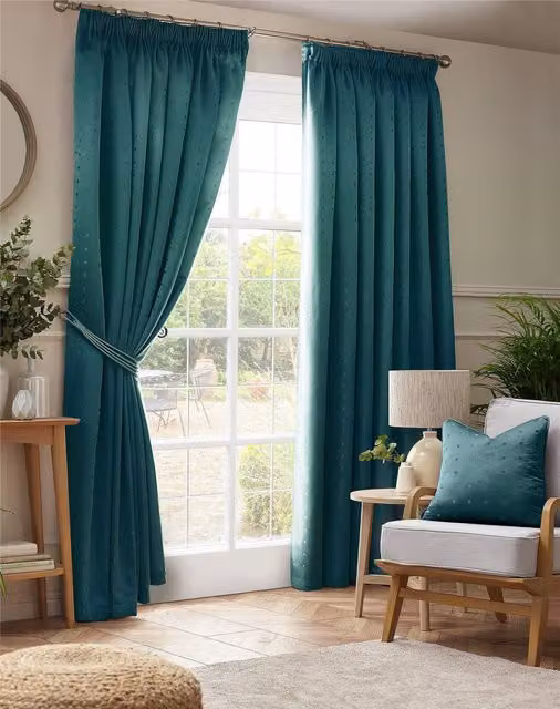 Luxury Living Petrol Blue Pencil Pleat Fabric Curtains, Width: 229 cm, Drop: 183 cm – 3