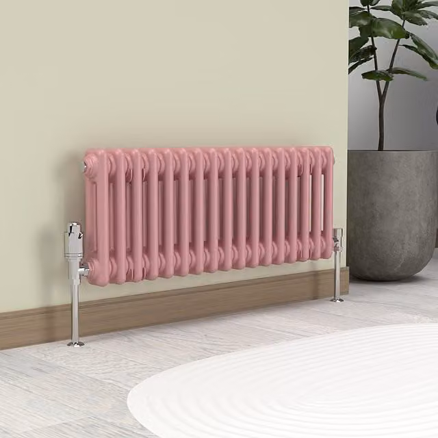 Lux Heat Horizontal Column Radiator in Pastel Pink, W/H: 30.0 x 78.5 cm