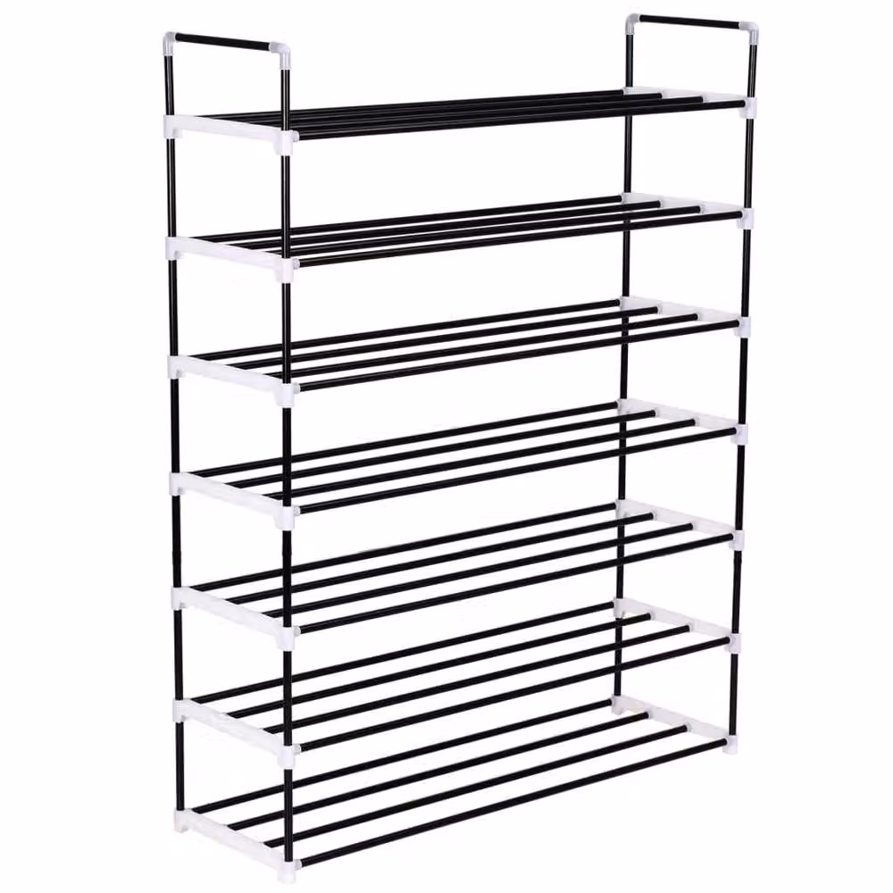 Berkfield Home 7-Shelf Shoe Rack in Black Metal and Plastic – 2