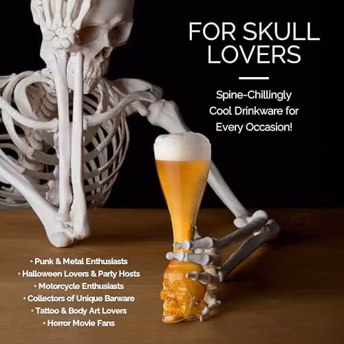 Final Touch Brain Freeze Skull Tumbler Glass with Skeletal Frame in Silver, Black and Transparent – 4