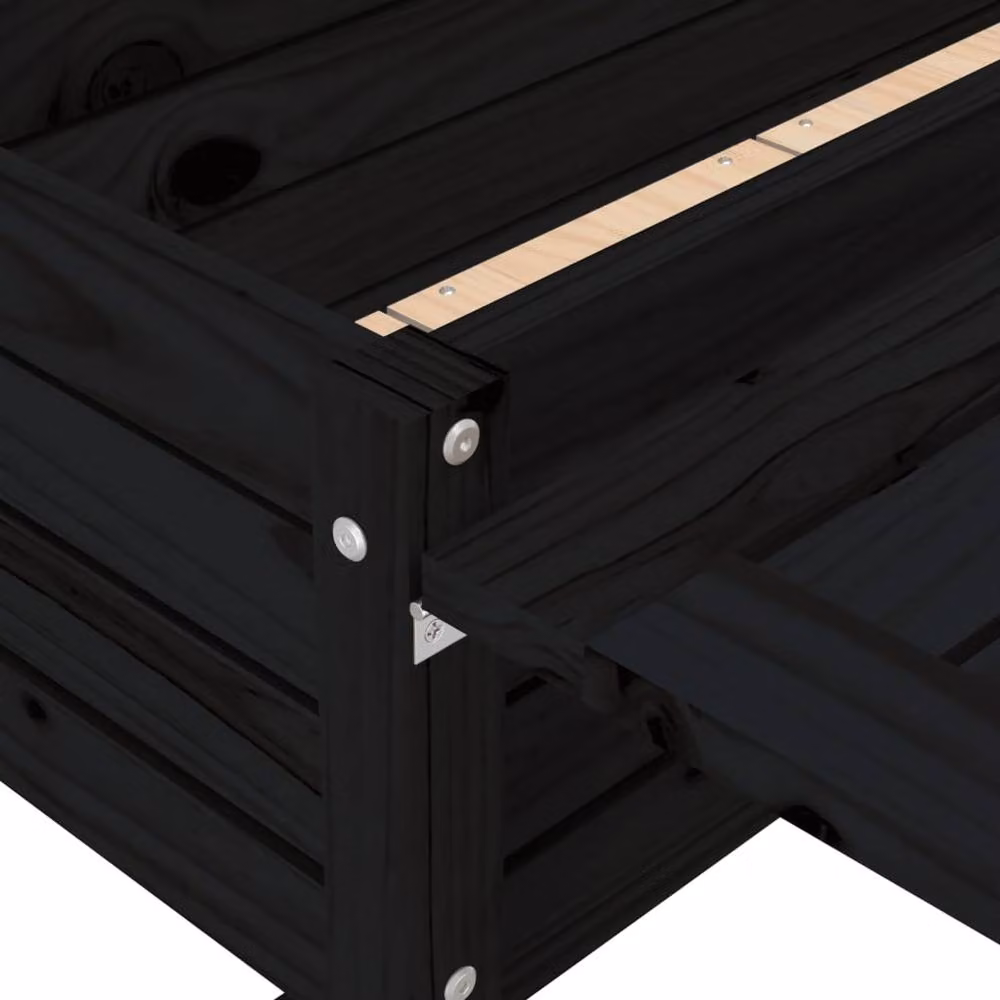 Berkfield Home Beautiful Garden Planter with Folding Tabletop in Black Solid Pine Wood, W/D/H: 75.0 x 73.0 x 73.0 cm – 8