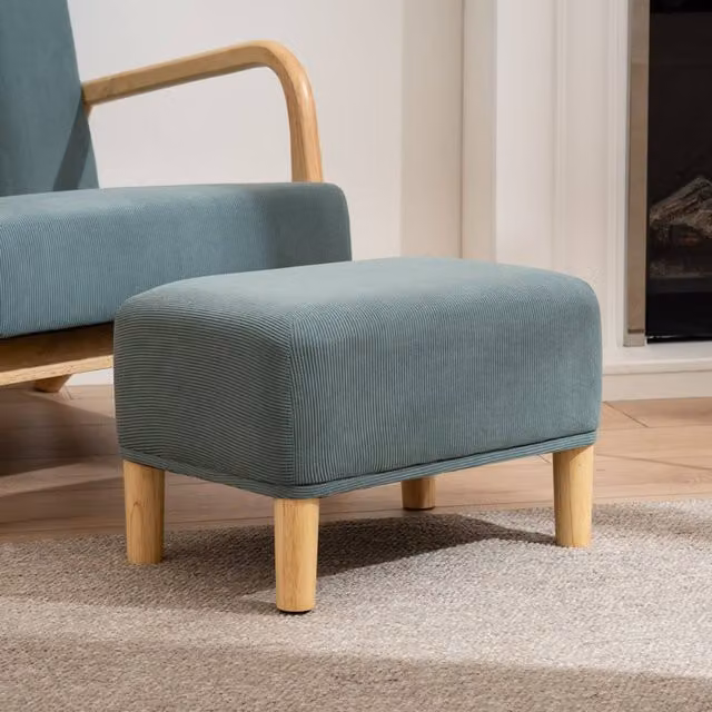 Scottish Everlastings Ltd Light Teal Cord Foot Stool, W/D/H: 33 x 33 x 33 cm – 1
