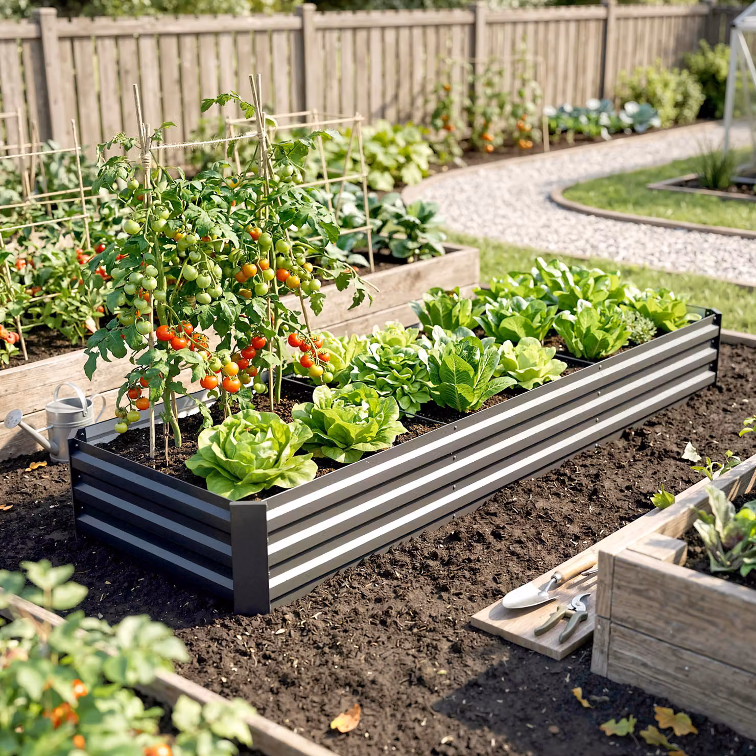 Outsunny Galvanised Steel Raised Bed Rectangular Outdoor Elevated Planter Box with Safety Edging in Grey, W: 240 cm, D: 60 cm, H: 30 cm – 9