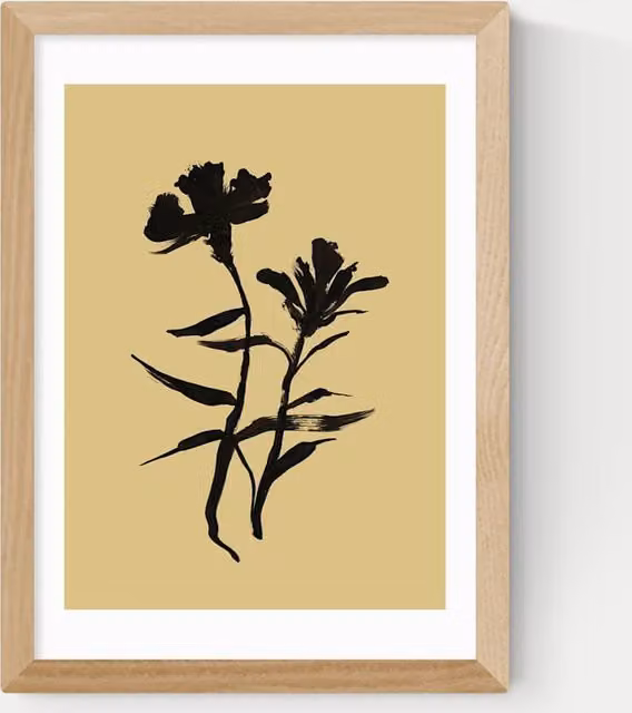 East End Prints Mono Botanical 3 Framed Art Print in White and Beige