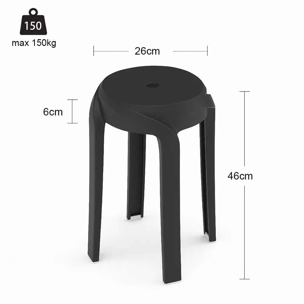 Living and Home Set of 10 Black Stackable Round Plastic Dining Stools – 8