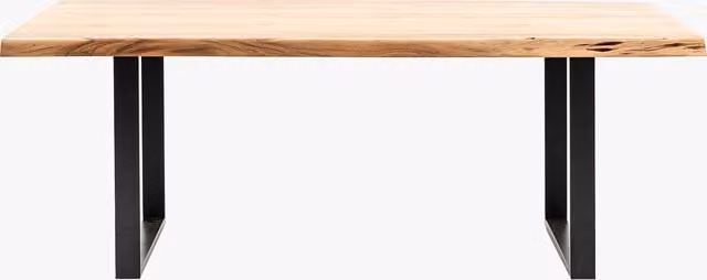 Perch & Parrow Feaster Medium Rectangular Live Edge Acacia Wood Dining Table in Brown