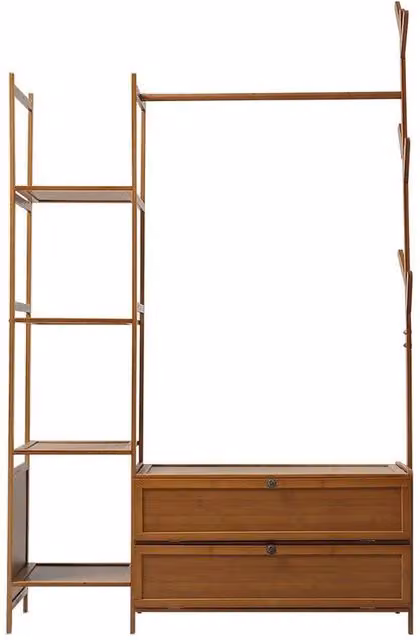 KORVIXA Clothes Rail Stand with Storage Shelf in Brown, Width: 90 cm – 1