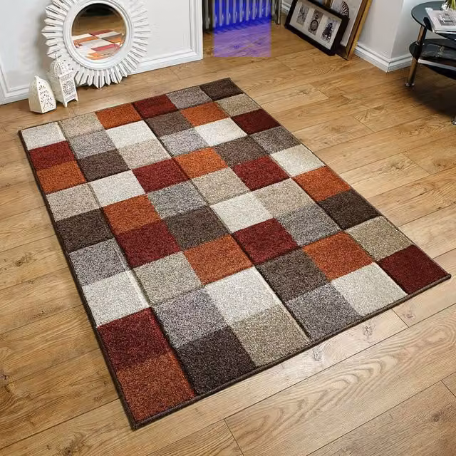 Melrose Interiors Modern Patchwork Woven Area Rug, Red and Multicolour, W: 200 cm, L: 285 cm