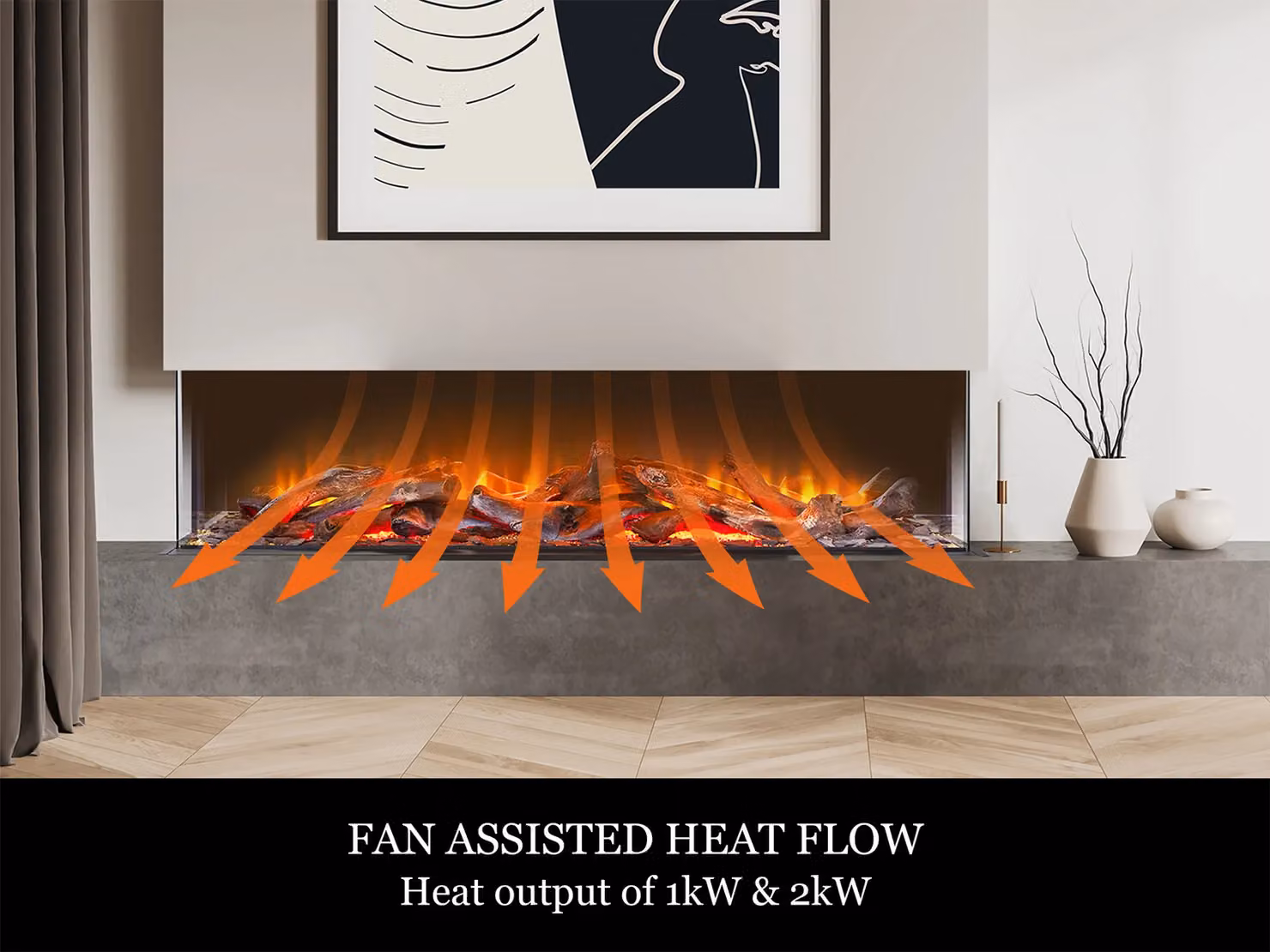 Acantha Ignis 1500 Panoramic Media Wall Electric Fire in Black – 3