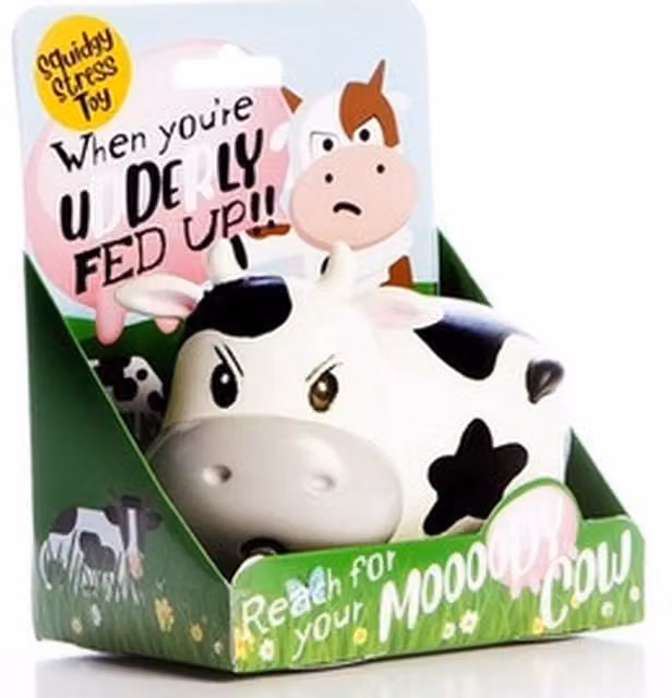 Boxer Gifts Moody Cow Sensory Stress Toy in White