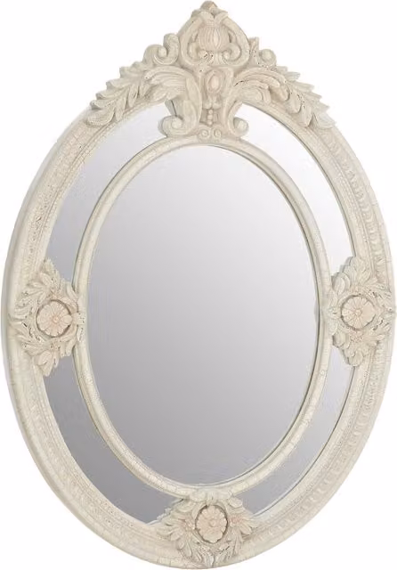 Orsina Eclipse Oval Floral Wall Mirror in White Finish